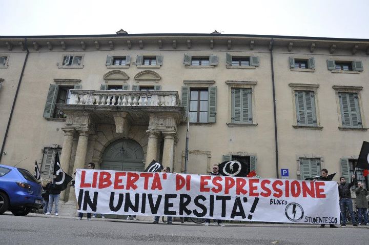 Verona: sit-in del BS contro le discriminazioni politiche in università